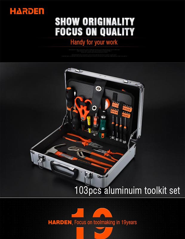 103 Pcs  Hand Tools Set In Aluminum Case
