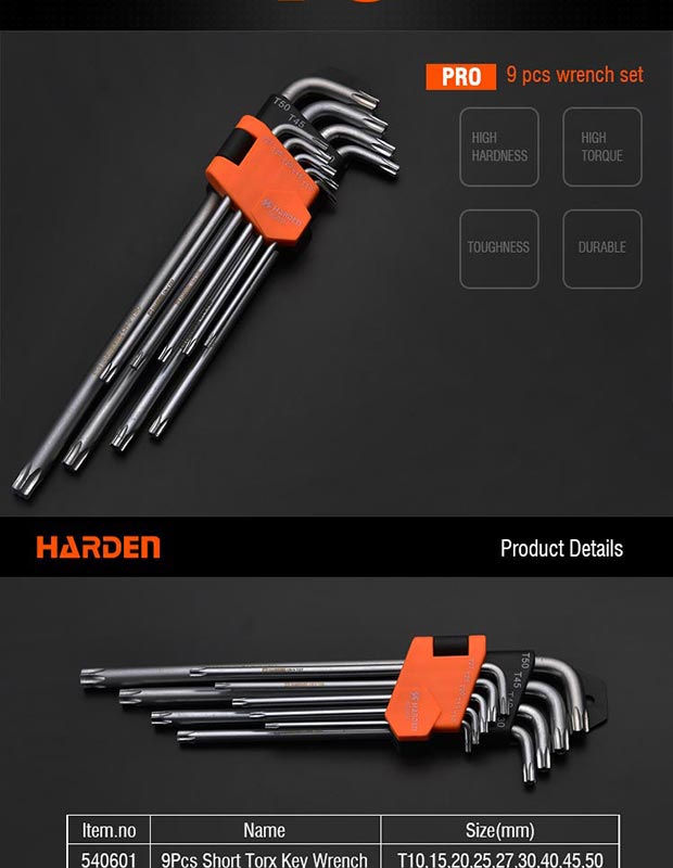 Professional 9PCS Short Torx Key Wrench