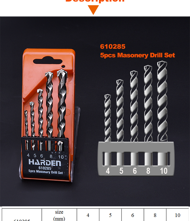 5Pcs Masonry Drill Set